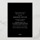 Chique Zwart en Gouden Folie Foto Graduation Party Folie Uitnodiging (Achterkant)