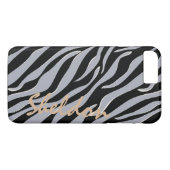 Chique zwart en grijs zebraprint monogram Case-Mate iPhone case (Achterkant (Horizontaal))