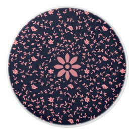 Chique zwart en roze botanische keramische kastkno knop