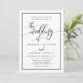 Chique Zwart En Wit Calligrafie Schrift Huwelijk I Kaart (Staand voorkant)