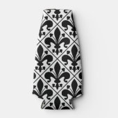 Chique zwart en wit Fleur de Lis Flesjeskoeler (Voorkant)