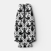 Chique zwart en wit Fleur de Lis Flesjeskoeler (Achterkant)