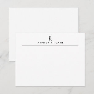 Chique Zwart en Wit Modern Monogram Eerste Letter  Notitiekaartje