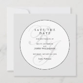 Chique Zwart en Wit Monogram Save the Date (Voorkant)