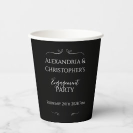 Chique Zwart en Wit Script Verloving Feest Papieren Bekers