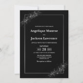 Chique zwart glitter bruiloft kaart (Voorkant)