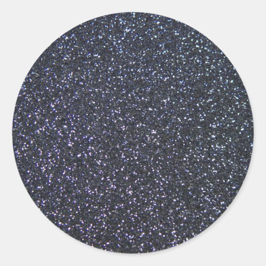 Chique zwart glitter sparkle ronde sticker (Voorkant)