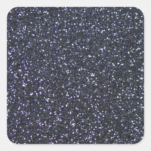 Chique zwart glitter sparkle vierkante sticker (Voorkant)