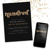 Chique Zwart Goud 100e Verjaardagsfeestuitnodiging Kaart