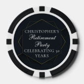 Chique Zwart Goud Aangepaste Pensioenfeest Poker Chips (Voorkant)