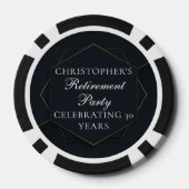 Chique Zwart Goud Aangepaste Pensioenfeest Poker Chips (Achterkant)