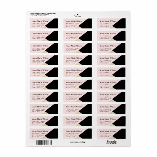 Chique Zwart Goud Abstract Adresetiketten Retour Etiket (Full Sheet)