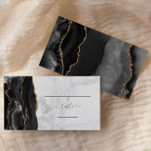 Chique Zwart Goud Agaat Marmer Bruiloft Escort Plaatskaartje