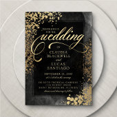 Chique zwart goud bruiloft uitnodiging