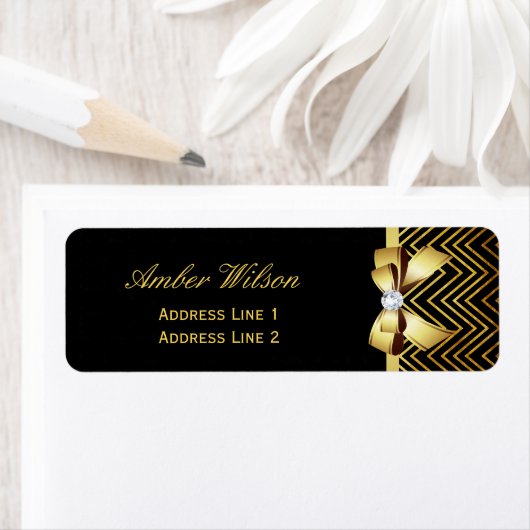 Chique zwart goud Chevrons Etiket (Insitu)