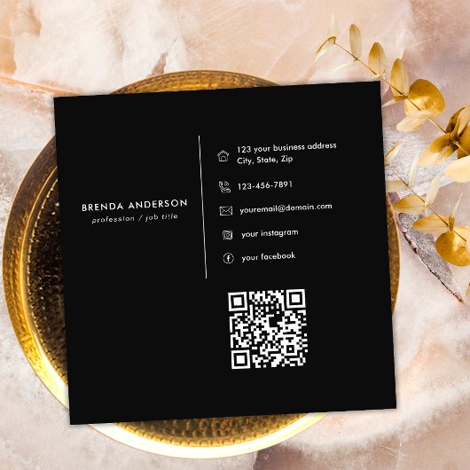 Chique Zwart Goud Diamant Initiaal B Monogram QR C Vierkante Visitekaartje