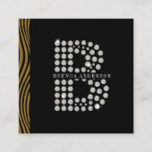 Chique Zwart Goud Diamant Initiaal B Monogram QR C Vierkante Visitekaartje (Voorkant)