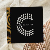 Chique Zwart Goud Diamant Initiaal C Monogram QR C Vierkante Visitekaartje