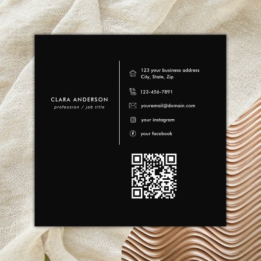 Chique Zwart Goud Diamant Initiaal C Monogram QR C Vierkante Visitekaartje