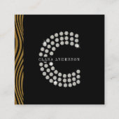 Chique Zwart Goud Diamant Initiaal C Monogram QR C Vierkante Visitekaartje (Voorkant)