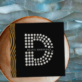 Chique Zwart Goud Diamant Initiaal D Monogram QR C Vierkante Visitekaartje