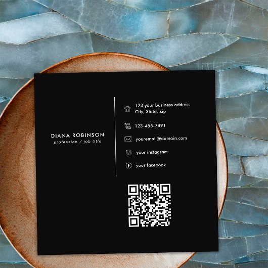 Chique Zwart Goud Diamant Initiaal D Monogram QR C Vierkante Visitekaartje