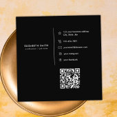 Chique Zwart Goud Diamant Initiaal E Monogram QR C Vierkante Visitekaartje