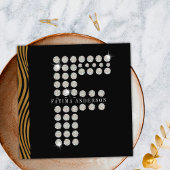 Chique Zwart Goud Diamant Initiaal F Monogram QR C Vierkante Visitekaartje