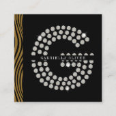 Chique Zwart Goud Diamant Initiaal G Monogram QR C Vierkante Visitekaartje (Voorkant)