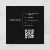 Chique Zwart Goud Diamant Initiaal G Monogram QR C Vierkante Visitekaartje (Achterkant)