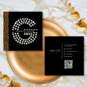 Chique Zwart Goud Diamant Initiaal G Monogram QR C Vierkante Visitekaartje