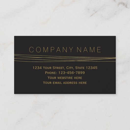 Chique Zwart Goud Elegant Abstract Visitekaartje (Achterkant)