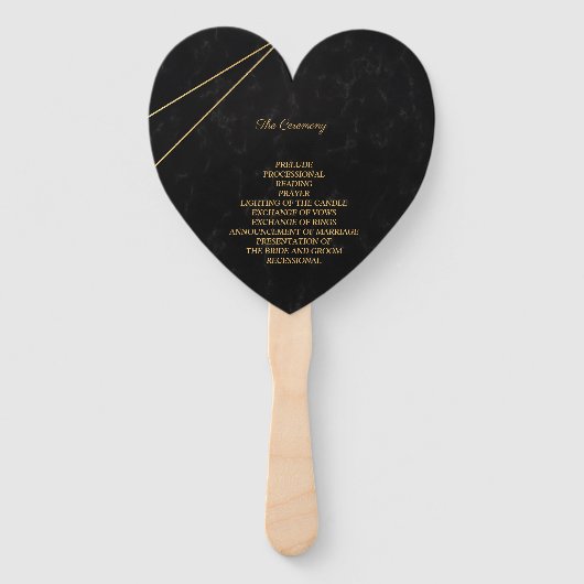 Chique zwart & goud geometrisch lijst bruiloft pro handwaaier (Achterkant)