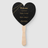 Chique zwart & goud geometrisch lijst bruiloft pro handwaaier (Voorkant)