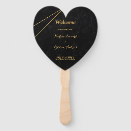 Chique zwart & goud geometrisch lijst bruiloft pro handwaaier