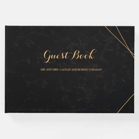 Chique Zwart & Goud Geometrisch lijst gast Gastenboek (Voorkant)