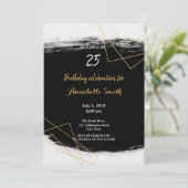 Chique Zwart & Goud Geometrisch lijst Verjaardag Kaart (Staand voorkant)