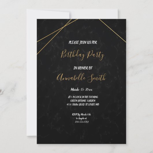 Chique Zwart & Goud Geometrisch lijst Verjaardagsf Kaart (Voorkant)