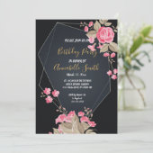 Chique Zwart & Goud Geometrisch lijst Verjaardagsf Kaart (Staand voorkant)