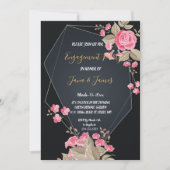 Chique Zwart & Goud Geometrisch lijst Verloving Kaart (Voorkant)