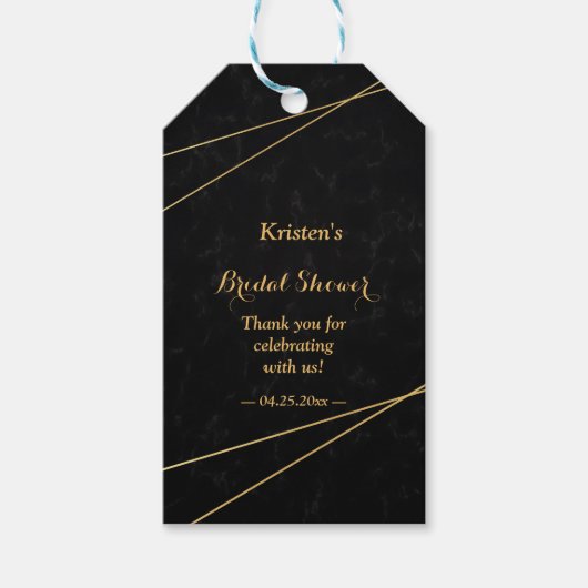 Chique Zwart & Goud Geometrisch lijst Vrijgezellen Cadeaulabel (Voorkant)