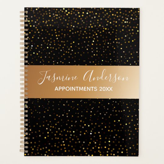 Chique Zwart Goud Glitter 2024 Wekelijks Maandelij Planner (Voorkant)