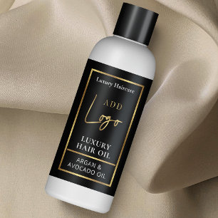 Chique Zwart & Goud Logo 4 OZ Kosmetische Flessene Rechthoekige Sticker