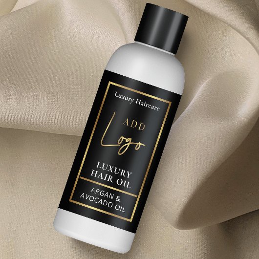 Chique Zwart & Goud Logo 4 OZ Kosmetische Flessene Rechthoekige Sticker