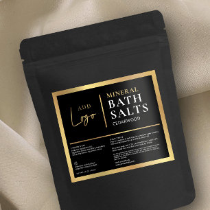 Chique Zwart & Goud Logo Waterdichte Badzouten Lab Sparkling Wijnetiket