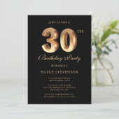 Chique Zwart & Goud Luxe Stijlvolle 30e Verjaardag Kaart (Staand voorkant)