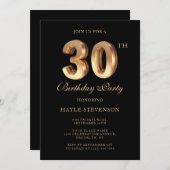 Chique Zwart & Goud Luxe Stijlvolle 30e Verjaardag Kaart (Voorkant / Achterkant)