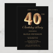 Chique Zwart & Goud Luxe Stijlvolle 40e Verjaardag Kaart (Voorkant / Achterkant)