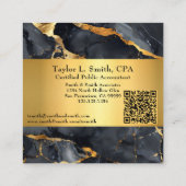 Chique Zwart & Goud Marbled QR Code CPA/Sjabloon Vierkante Visitekaartje (Achterkant)