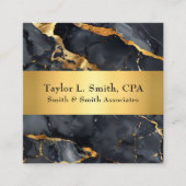 Chique Zwart & Goud Marbled QR Code CPA/Sjabloon Vierkante Visitekaartje (Voorkant)